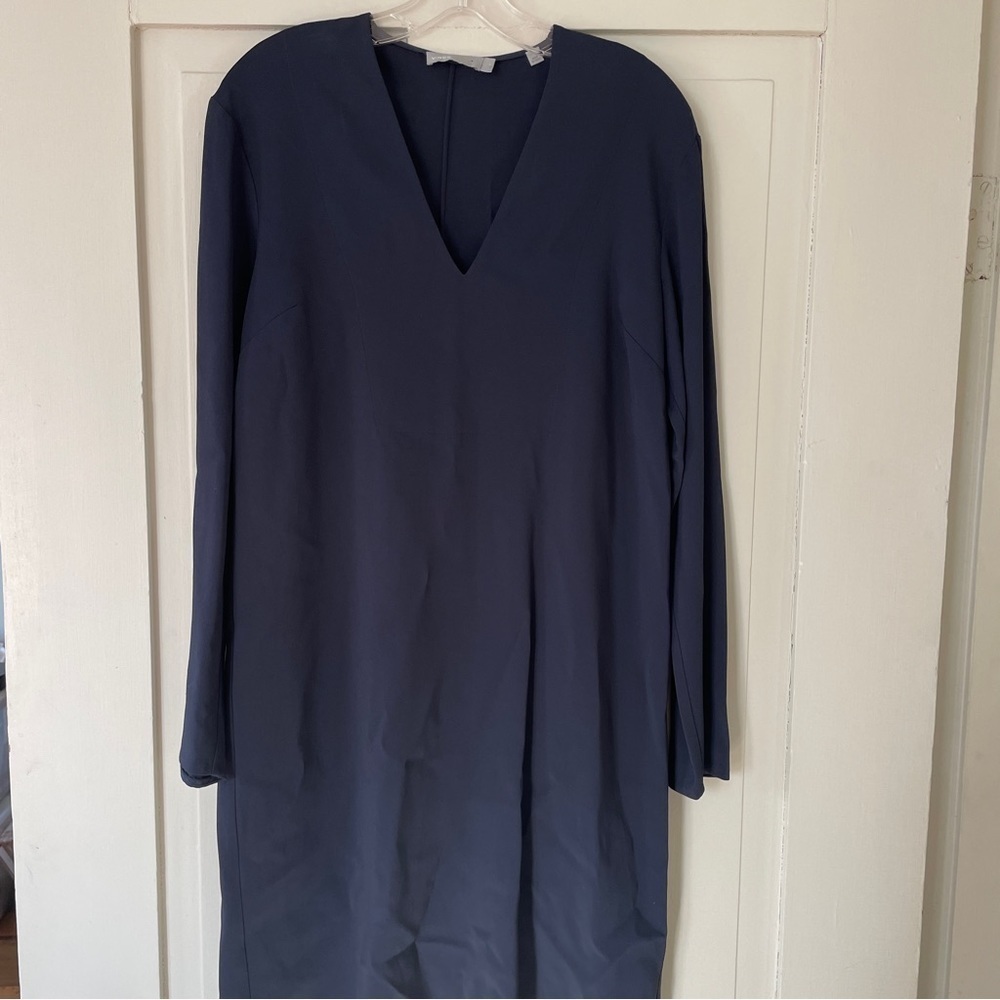 Vince Blue V Neck Long Sleeve Popover Tunic Dress - Picture 3 of 13
